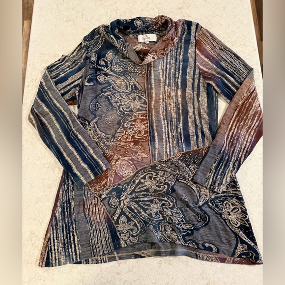 palila Tops - Palila San Francisco Blue Long Sleeve Cowl Neck Blouse NWOT